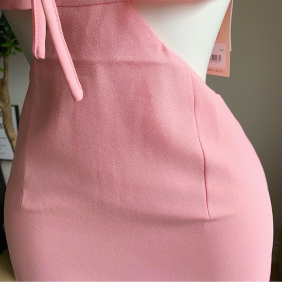 Tiger Mist Pink Cutout Bow Ruffle Mini Dress S NWT - Picture 7 of 11